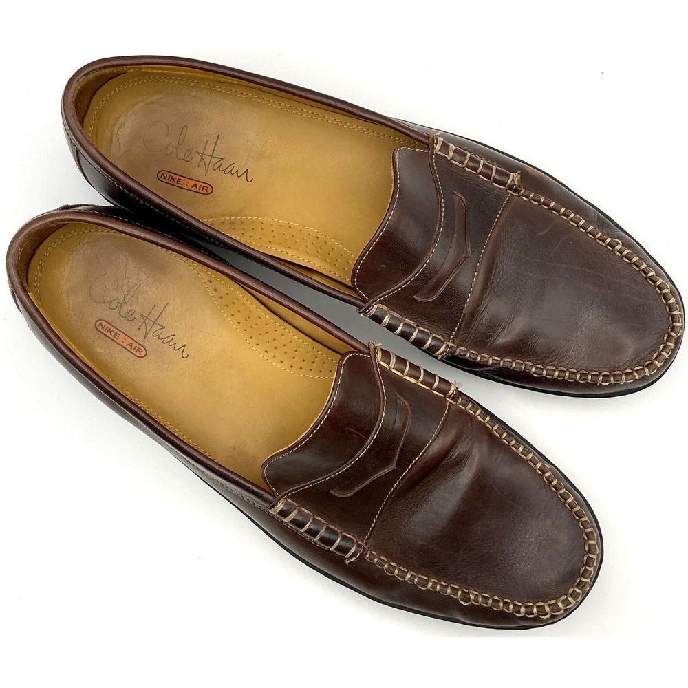 Cole Haan Mens 13 Brown Leather Loafers Slip On Dress Shoes Penny Venetian